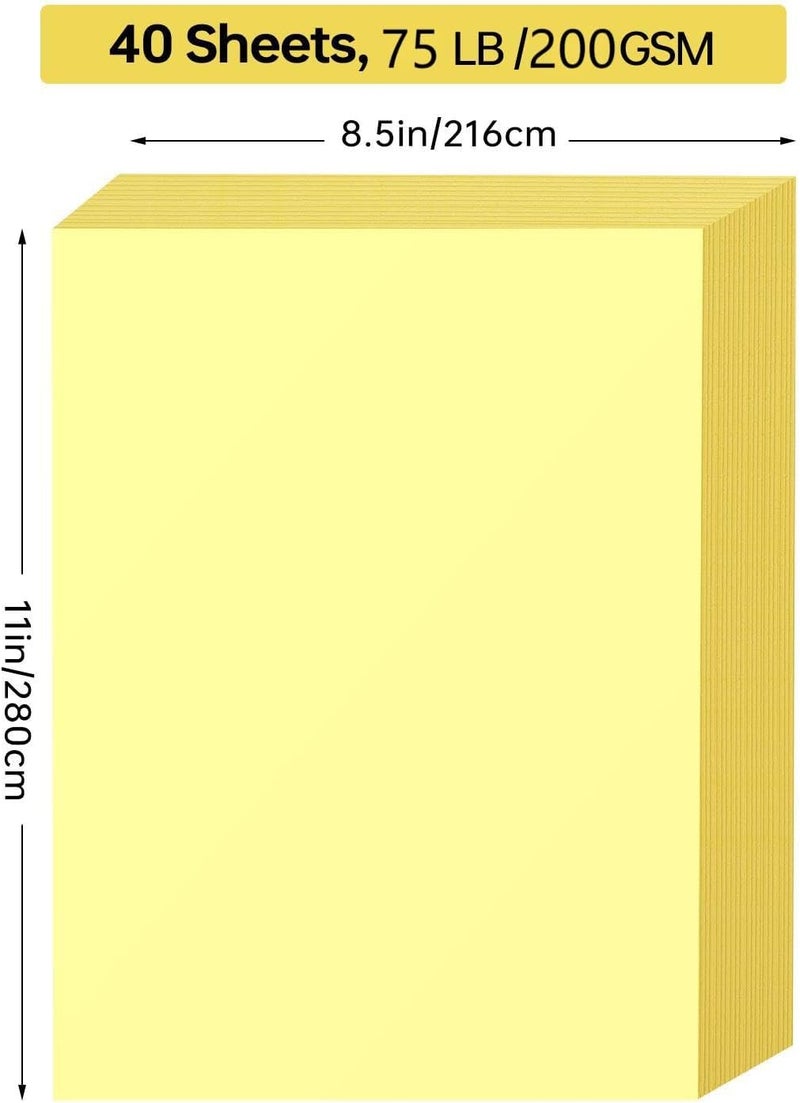 ALEWAPO Yellow Cardstock 8.5 x 11 Thick Paper, 40 Sheets, ThickPaper 75 LB/200 GSM, Cardstock Printer Paper 8.5 x 11, Yellow Card Stock for Invitations, Menus, Wedding, DIY Cards - Image 2